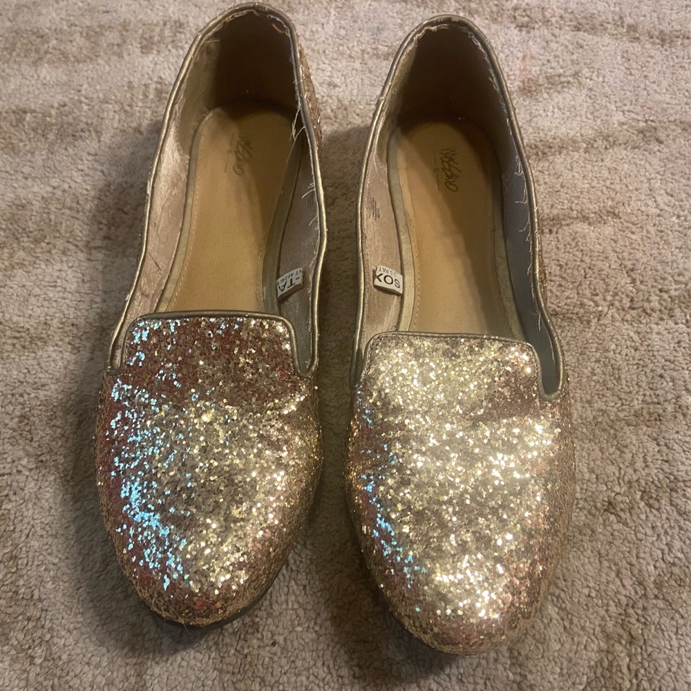 Mossimo Gold Glitter Loafers Flats - Women’s Size 9.5
